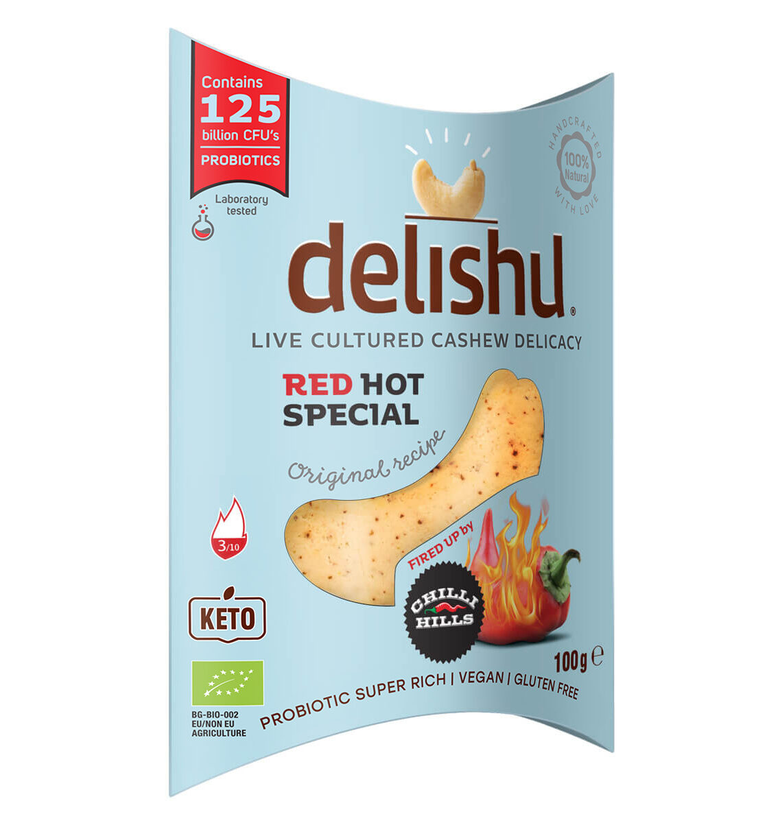 Деликатес от заквасено кашу Delishu, RED HOT SPECIAL, Био